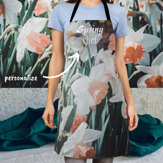 Tablier Daffodiles d'orange blanc dans le jardin de printe