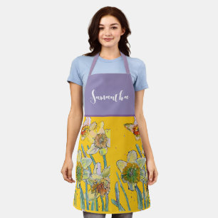 Tablier Daffodique Aquarelle Fleur Jaune Lilac Ressort
