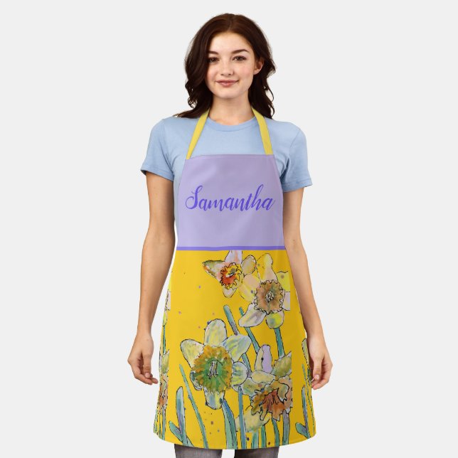 Tablier Daffodique Floral Jaune Viola Motif à ressort (Porté)