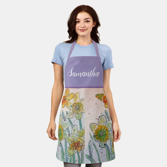 Tablier Daffodique Floral Jaune Viola Motif à ressort (Porté)