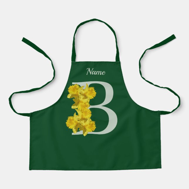 Tablier Daffodique Monogramme Initial B Votre Nom (Recto)
