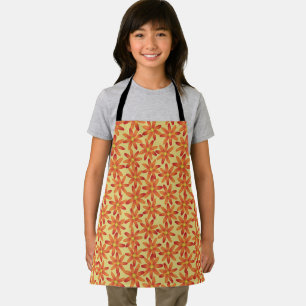 Tablier Daisy Floral Retro Sunburst en Jaune Chaud