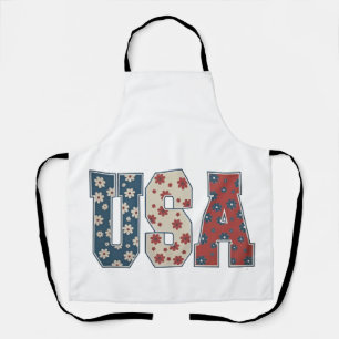 Tablier Daisy Flower USA Drapeau 4 juillet Patriotique