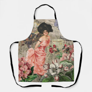 Tablier Dame de café femme victorienne rose riche robe