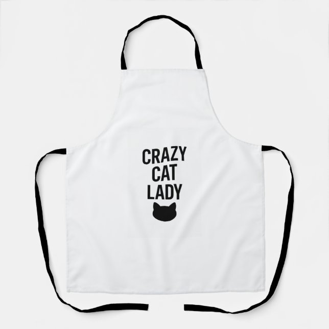 Tablier Dame de chat fou - Drôle cadeau Amoureux des chats (Recto)