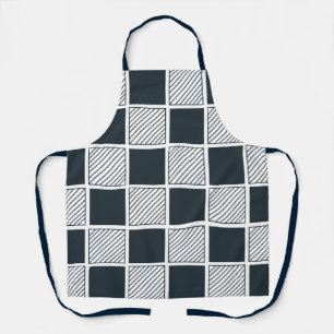 Tablier Damier Bleu Marine Noir et Blanc