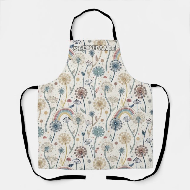 Tablier Dandelions Whimsical Rainbow et Botanical (2) (Recto)