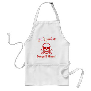Tablier Danger ! ! Les mines ! ! SYMBOLE ☠ Cambodgien Khme