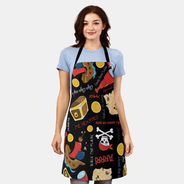 Tablier Dark Treasure Island Pirate Party Apron (Porté)