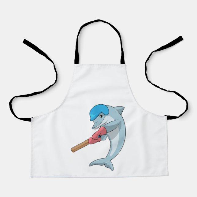 Tablier Dauphin au cricket avec chauve-souris de cricket (Recto)