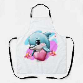 Tablier Dauphin de bébé mignon avec le coeur de Valentine