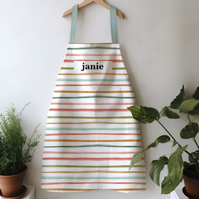 Tablier de bande d'aquarelle personnalisé (Colorful watercolor stripes apron)