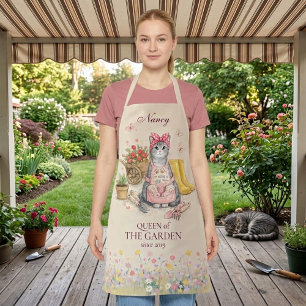 Tablier de Chat Mignon Personnalisé Reine du Jardi