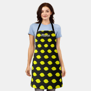 Tablier de chef de cuisine noir à motif de citron