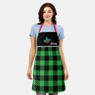Tablier de chef de Noël personnalisé en vert