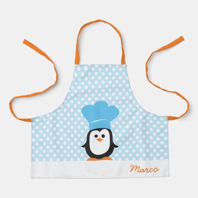 Tablier de chef de pingouin personnalisé pour enfa (Recto)