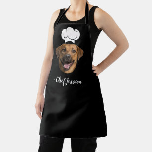 Tablier de chef drôle avec visage et nom de chien
