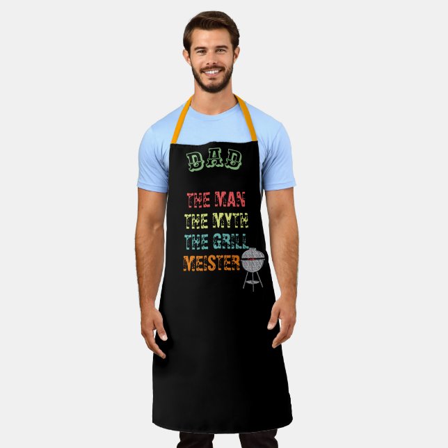 Tablier de chef noir personnalisé - Cadeau de Fête (Porté)