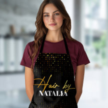 Tablier de coiffeur élégant à paillettes noires et