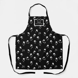 Tablier de coiffeur fleuriste noir et blanc