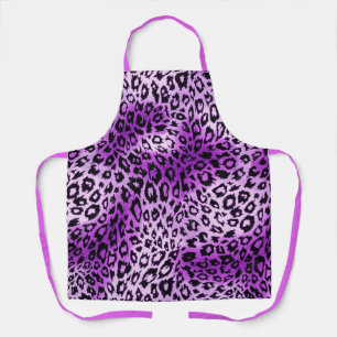 Tablier de cuisine à imprimé animal léopard violet
