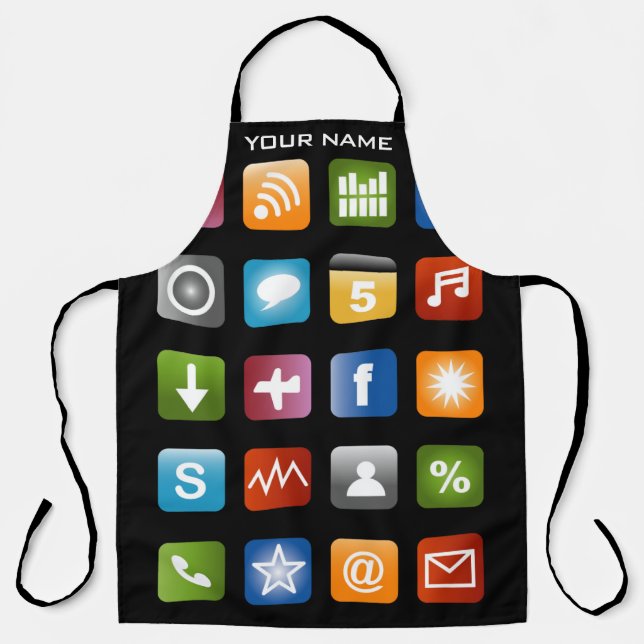 Tablier de cuisine amusant avec smartphone app icô (Recto)