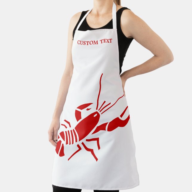 Tablier de cuisine BBQ à homard rouge avec nom per (Insitu)