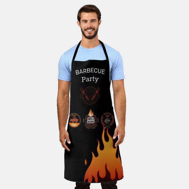 Tablier de cuisine BBQ Noir griil master, grillade (Porté)