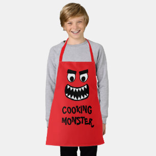 Tablier de cuisine drôle rouge monstre pour enfant