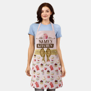 Tablier de cuisine et cupcake rose aquarelle avec 