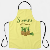 Tablier de cuisine jaune ananas tropical personnal