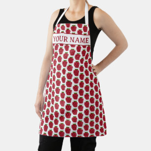 Tablier de cuisine motif de framboise rouge