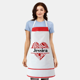 Tablier de cuisine personnalisé avec motif de cœur