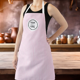 Tablier de cuisine personnalisé rose à rayures ave