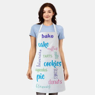 Tablier de cuisine pour les mots de pâtisserie