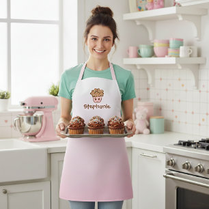 Tablier de cuisine rose avec nom Adorable Kawaii C