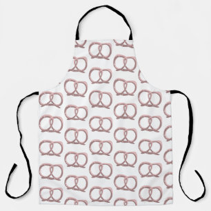 Tablier de cuisine rose motif torsadé de bretzel s