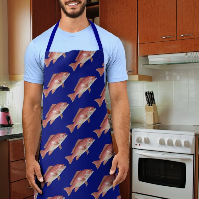 Tablier de cuisine unisexe motif vivaneau rouge (Créateur téléchargé)