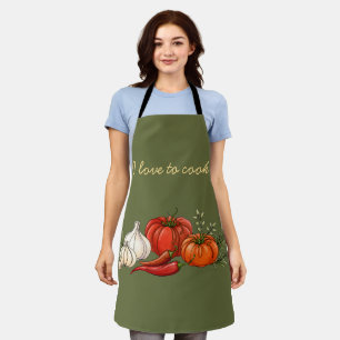 Tablier de cuisine végétalien 'J'adore cuisiner'