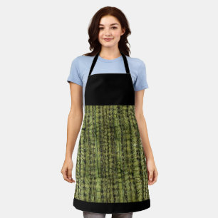 Tablier de cuisine vert cactus avec haut noir
