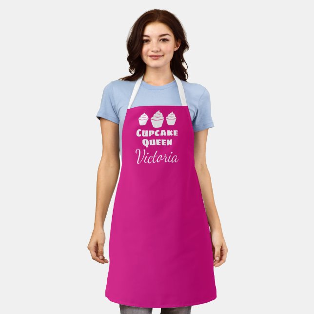 Tablier de cuisson à cupcake rose personnalisé pou (Porté)
