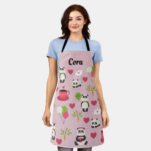 Tablier de design Panda avec Coeurs
