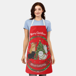 Tablier de famille de chat de Noël joyeux 