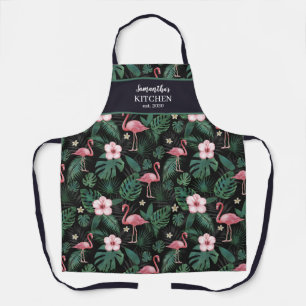 Tablier de Flamant rose rose tropical personnalis