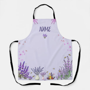Tablier de lavande pourpre avec papillons et abeil