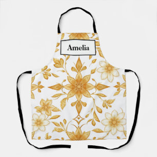 Tablier de luxe Art Déco à motif floral doré