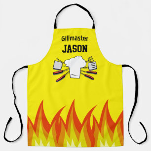 Tablier de maître de grill BBQ jaune personnalisé