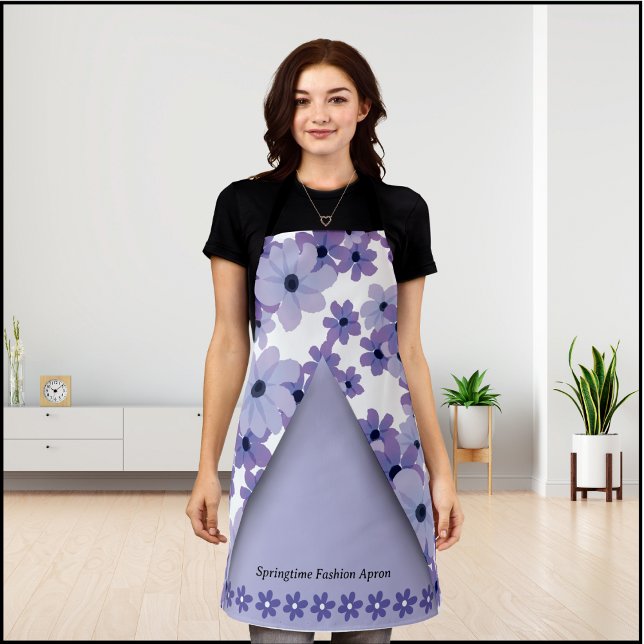 Tablier de mode florale au printemps violet (Purple Springtime Floral Fashion Apron)