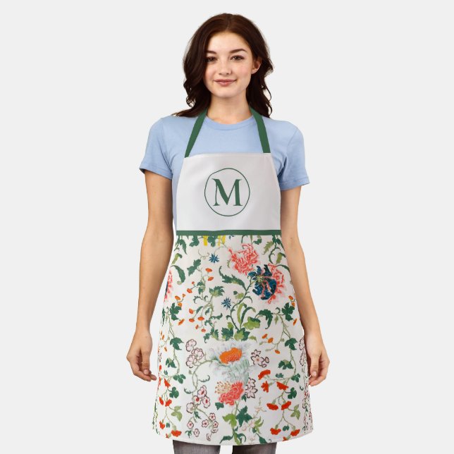 Tablier de monogramme floral florissant (Porté)