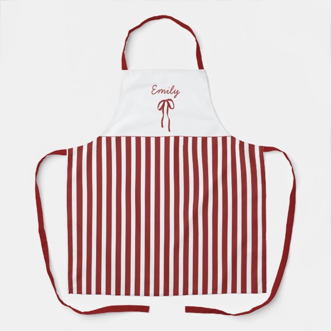 Tablier de Noël à rayures rouges avec cou (Recto)